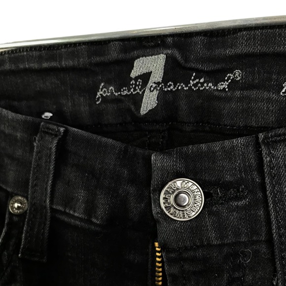 7 For All Mankind Womens Skinny Jeans Mid-Rise Black Dark Wash Cotton Stretch 26 - Picture 7 of 9
